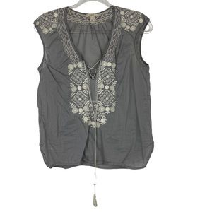 J. Crew Festival Boho Embroidered Top in Gray